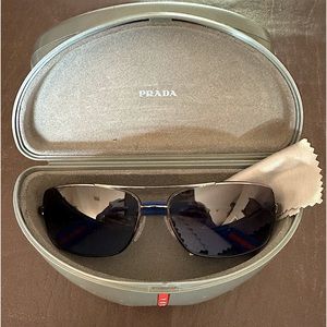💯 Prada Linea Rossa sunglasses gunmetal with blue tint NICE
